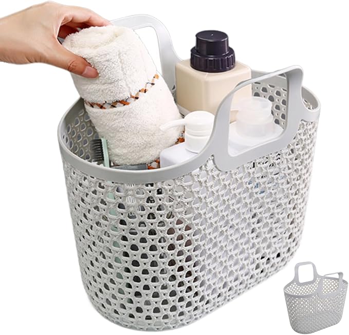 Plastic Shower Caddy Portable Organizer with Storage for Bath Toy Storage for Bathroom, College Dorm, Pantry, Kitchen (Grey) Bath Toy Storage Shower Caddy - Image 2