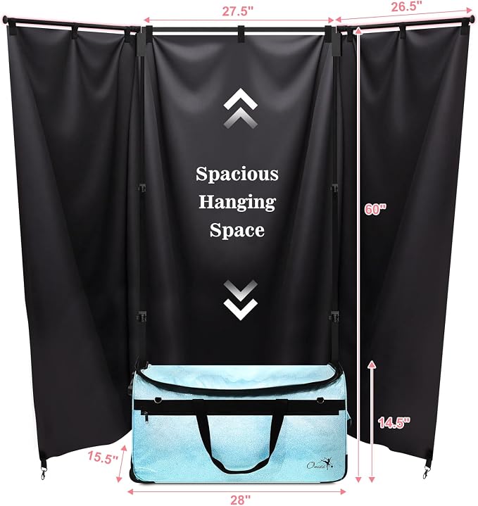 Dance Bag with Garment Rack and Curtain, 28" Rolling Dance Competition Duffle Bag with Garment Rack | Portable Dance Changing Room Suitcase for Dancers Athlete Livestreamer Cheerleaders - Image 5