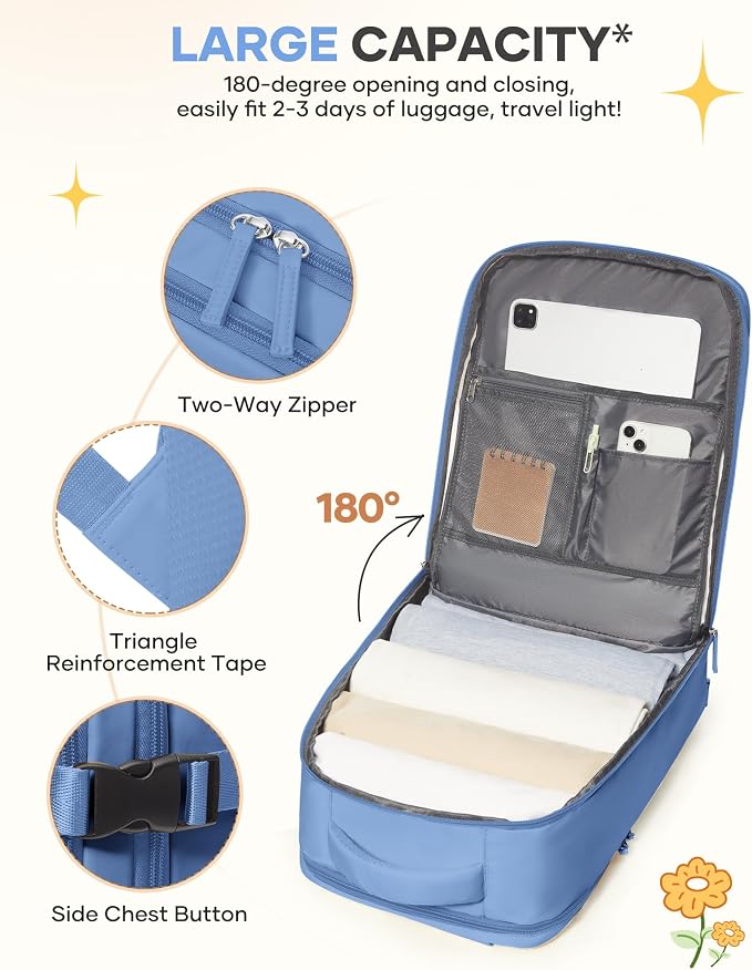 Travel Backpack for Women Airline Approved Carry on Backpack for Airplanes Mochila De Viaje Personal Item Travel Bag Spirit Airlines Personal Item Bag 18x14x8 Backpack for Traveling on Airplane - Image 5