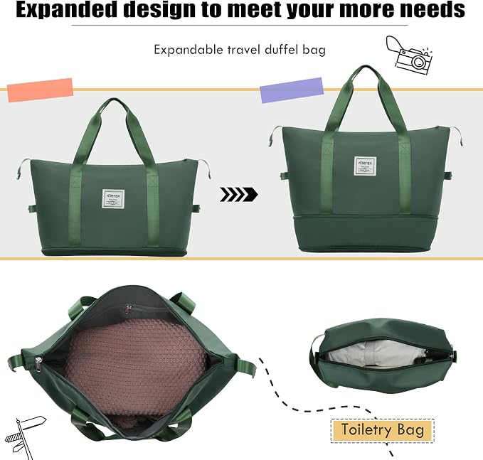 Merax Softside Luggage Set, Travel Suitcase Expandable Lightweight 3 Piece | Luggage Sets with Duffel Bag 22" 26" 30" Suitcase with TSA Lock Spinner Wheels,Dark Green - Image 5