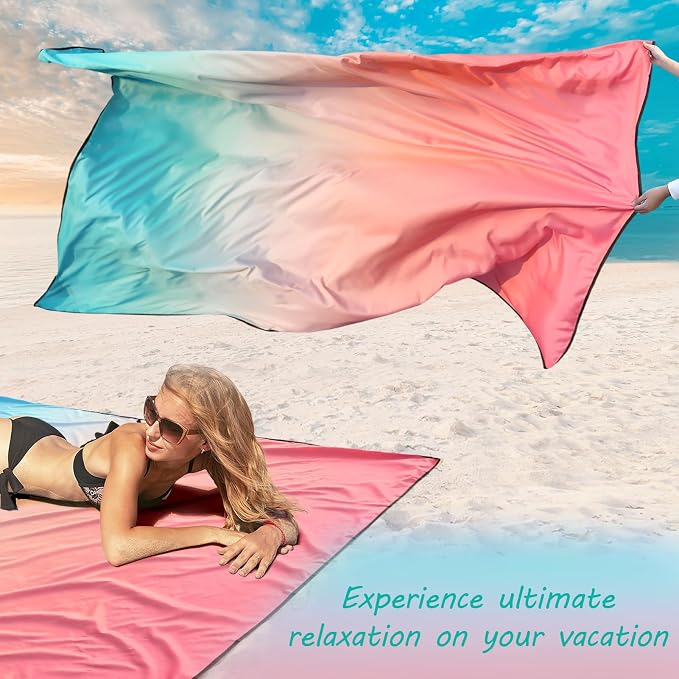 WIWIGO Beach Blanket Waterproof Sandproof Beach Mat 79" X 83"/10'x9'for 2-8 Adults Quick Drying Outdoor Picnic Mat Beach Accessories for Travel, Camping, Hiking - Image 3