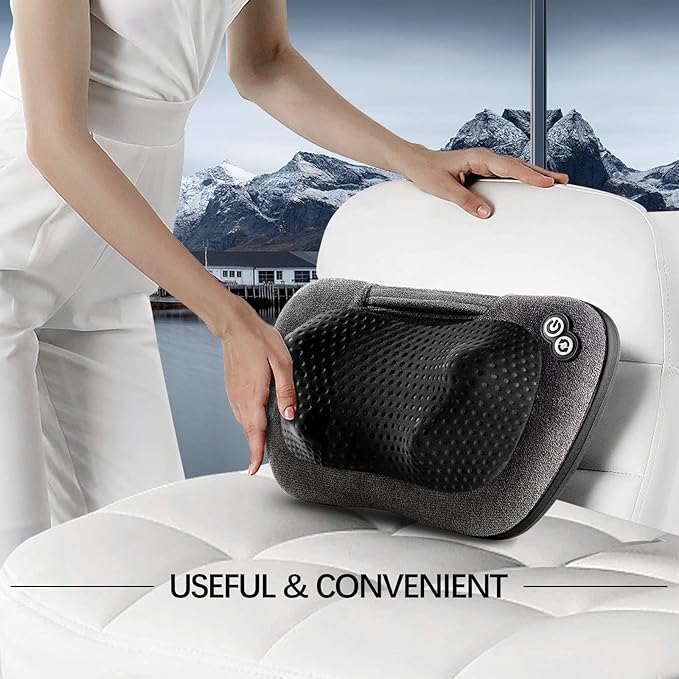 VIKTOR JURGEN Back Massager, Neck Massager with Heat, Massage Pillow Gifts for Men & Women, Electric Shiatsu Back Massager, Deep Kneading Shoulder Massager for Full Body Muscle,Massage at Home, Car