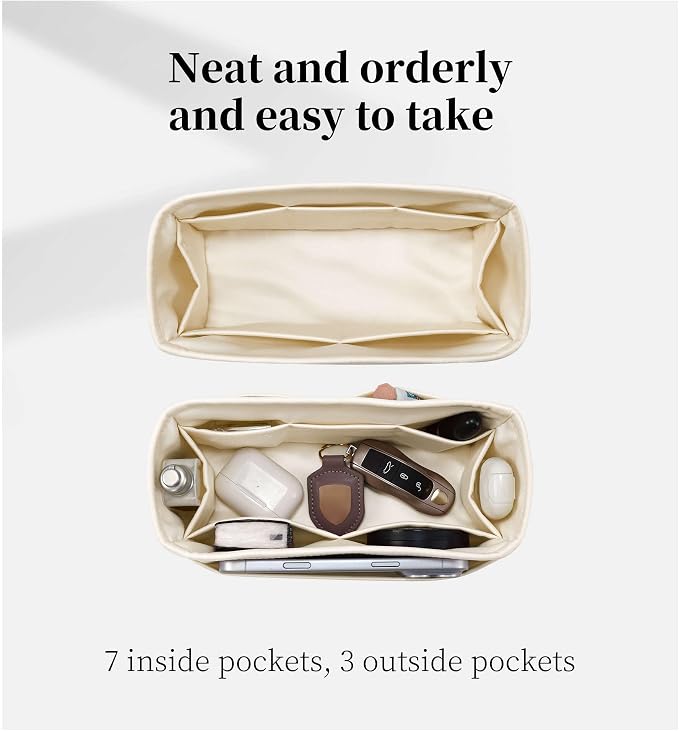 Satin Purse Organizer for Birkin 30 Retourne, Craie | Custom Fit, Multiple Pockets, Lightweight Purse Essentials, Ideal for Travel, Shopping, and Daily Use - Image 7