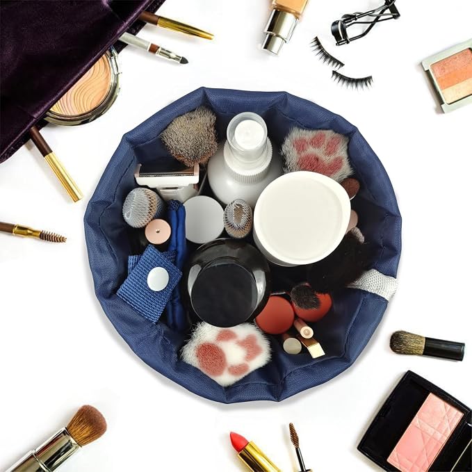 INVODA Drawstring Makeup Bag 12PCS Women Cosmetic Bag Bulk Make up Bags Portable Barrel Toiletry Bag Large Toiletries Pouch Travel Cosmetic Organizer (12PCS) - Image 3