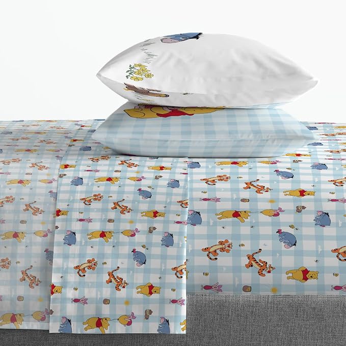Jay Franco Kids Sheet Set with Fitted, Flat Sheets & Pillow Cover - Ultra-Soft Bedding with Pillowcase for Room Decor, White - Winnie The Pooh, 4 Piece Queen - Image 6