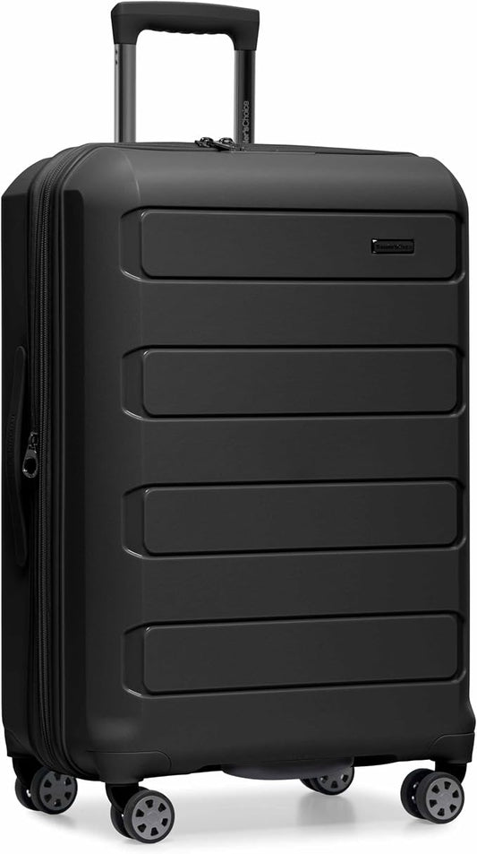 Traveler's Choice Pagosa Hardshell Expandable Luggage with Spinner Wheels, Black, 27-Inch Medium by TravelersChoice