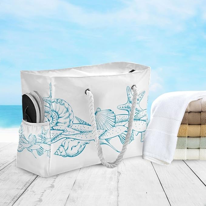 senya Large Beach Shoulder Bags Canvas Tote Water Resistant for Gym Travel Daily - Image 3