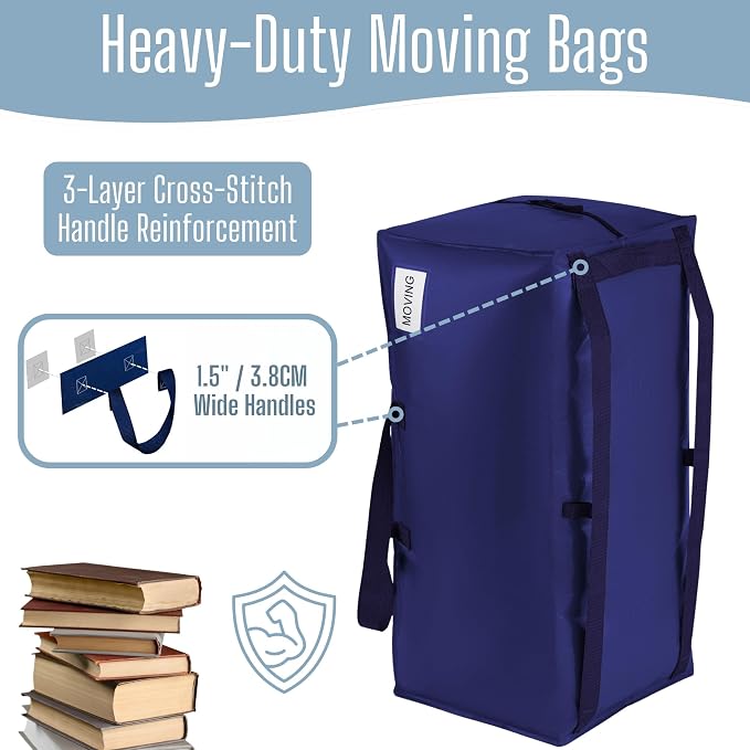 VENO 6 Pack Heavy Duty Moving Bags with Backpack Straps, Zippers & Handles, Extra Large Packing Bags for College Dorm Essentials, Moving Supplies Alternative to Cardboard Moving Boxes - Image 2