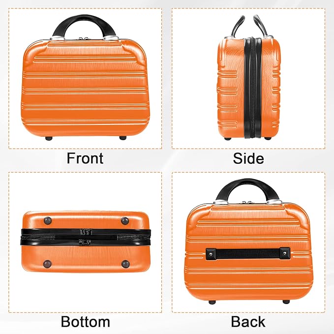 14 Inch Makeup Train Case PC ABS Hard Shell Cosmetic Organizer Portable Toiletry Bag Travel Vanity Case Small Suitcase Makeup Box for Women Outside Activity With Back Strap - Image 4