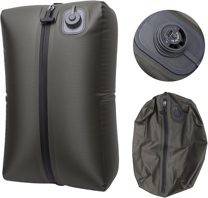 Reusable Travel Vacuum Bags, 20L Automatic Vacuum Compression Bag Built in Pump, Space Saver Seal Packing Cubes for Clothing for Carry On Suitcase and Backpack Luggage (Green Grid) - Image 9