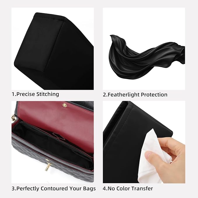 DGAZ Silk Purse Organizer Insert For Lady-Dior Micro/Mini/S/M/L bags，Silky Smooth Bag Organizer，Luxury Handbag & Tote Shaper（Black，Mini） | Soft and Lightweight,Perfect Fit,Multi-pocket Storage,Bag Protector,Luxury Bag Care,Handmade,for Smooth Bag Organ... - Image 3