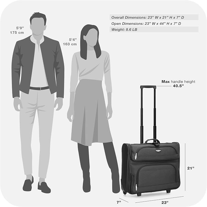 Travel Select Amsterdam Business Rolling Garment Bag, Softside Expandable Rolling 2-Wheeled Suit Carrier, Gray, One Size - Image 8