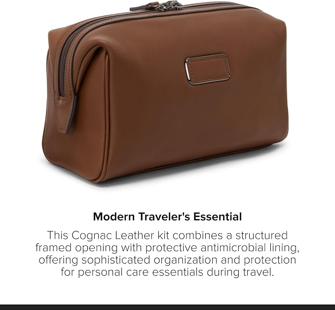 TUMI - Travel Accessories Dopp Kit - Men's Travel Essentials Framed Toiletry Bag - Cognac Leather - Image 5