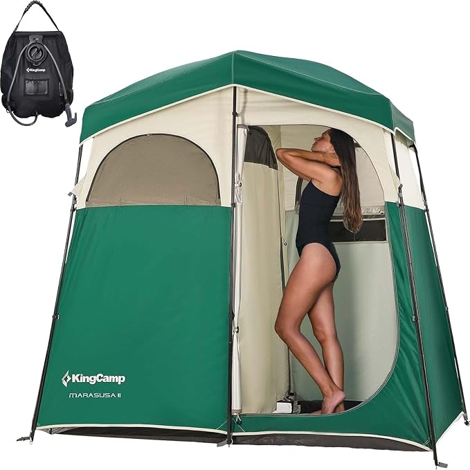 KingCamp Shower Tent, Portable Privacy Tent Outdoor Camping 1/2 Room Toilet Tents with Shower Bag & Dressing Room for Beach, Camping & Hiking by KingCamp