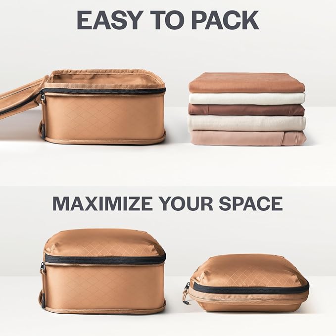 Aerotrunk Ultralight Compression Packing Cubes - Lightweight Travel Organizers for Suitcases and Luggage (3-Pack, Mocha) - Image 5