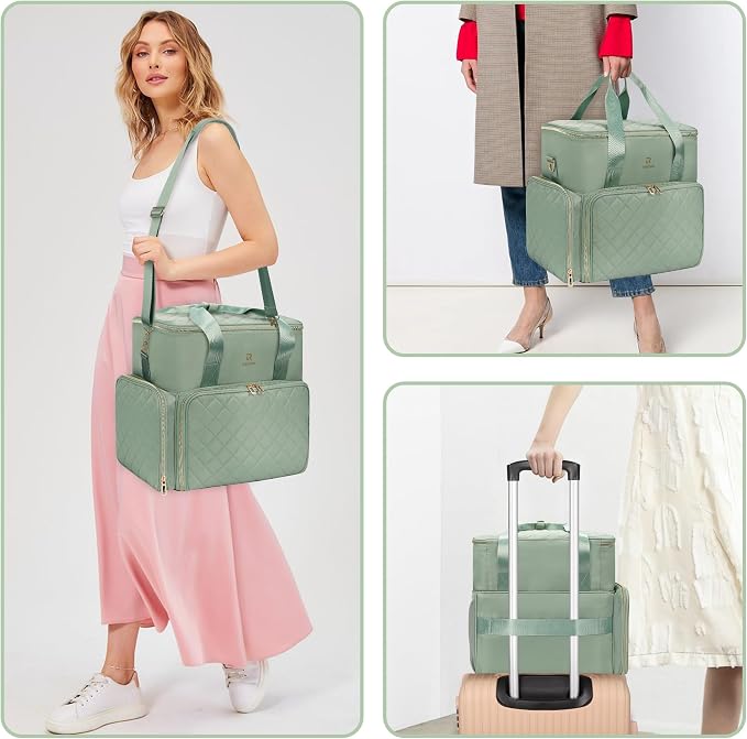Relavel Nail Polish Organizer, Double Layer Nail Bag Holds 80-100 Bottles (15ml/0.5fl.oz) & Nail Lamp Nail Kit Storage Case, Extra Large Travel Nail Supplies Shoulder Bag for Manicure Tools (Green) - Image 7