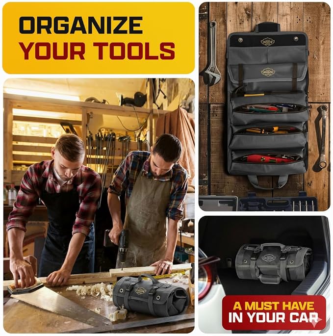 Ryker Personalized Tool Roll Organizer Customized Name Gifts for Men, PRO-B | Personalized Tool Bag for Men. Customizable Backpack w/ Personalized Name Custom Tool Kit Name Sign With Wrench Roll & Labels - Image 8