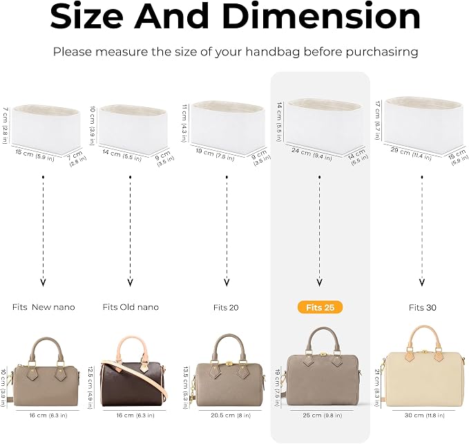 Bag Organizer Insert for LV Speedy 25 Handbag,Custom Fit Inside Premium Craie Lightweight WaterResistant Purse Insert with Cup Holder Accessories - Image 2