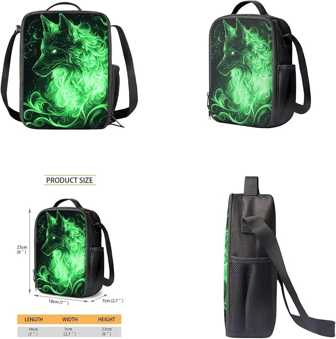 Galaxy Wolf Backpack for Boys Girls Backpack with Lunch Box Water Bottle Carrier and Soft Pencil Pouch 4PCS Set Bookbag with Front Pocket for School 17 inch Large Capacity School Bag for Kids - Image 4