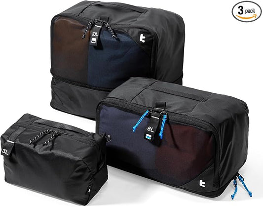 tomtoc 3 Set Packing Cubes for Travel Essentials, Odor-Resistant Compression Expandable Packing Cubes, Lightweight Travel Bag Pouch, Luggage Organizers Accessories for Backpack & Suitcase by tomtoc