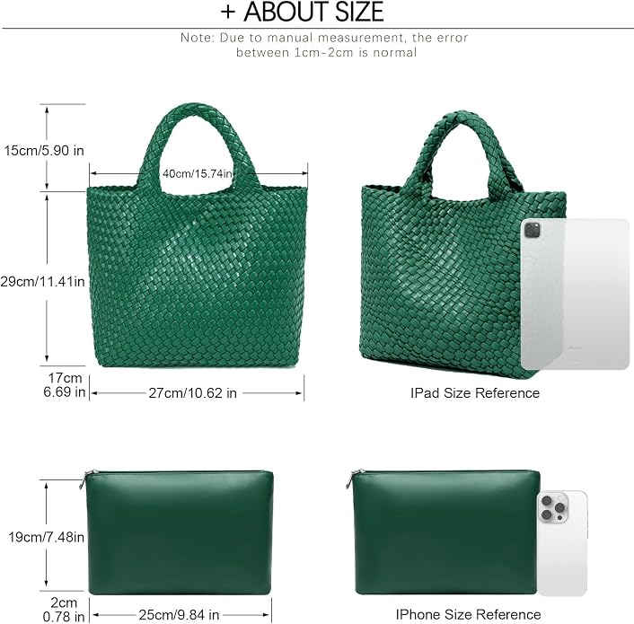 JINMANXUE Fashion Woven Bag Shopper Bag Travel Handbags and Purses Women Tote Bag Large Capacity Shoulder Bags - Image 3