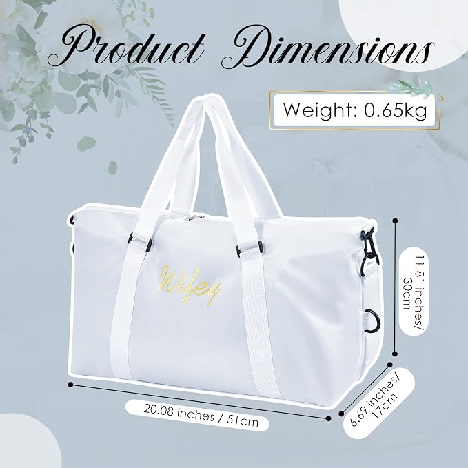 Sanwuta 2 Pcs Mr Mrs Duffel Travel Bag Set Wedding Honeymoon Gift for Bride Groom Weekender Gym Tote Bridal Shower Gifts(Wifey Hubby) - Image 2