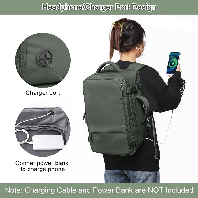 Sinaliy Large Expandable Travel Backpack for Men and Women, 17 Inch Laptop, Waterproof, Casual, College Bookbag, Backpack for Women, as Person Item Flight Approved | Waterproof Large Expandable College Bookbag, as Person Item Flight Approved with Anti ... - Image 8