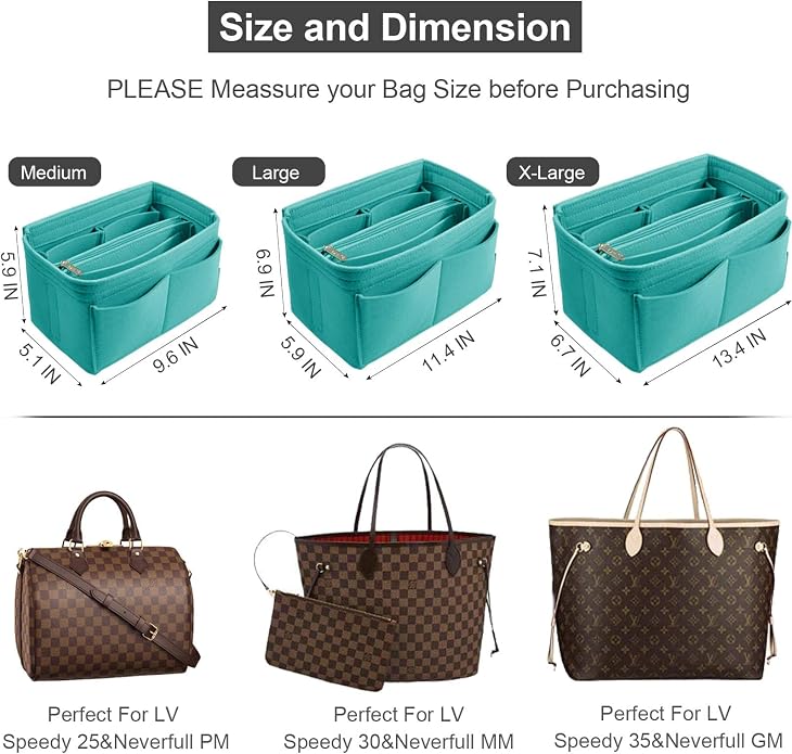 OMYSTYLE Purse Organizer Insert, Felt Tote Bag Organizer Insert with 5 Sizes, Handbag Dividers for Inside Purse, Compatible with Longchamp, Neverful, Speedy and More - Image 3