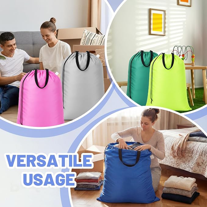 Zhehao 10 Pack Extra Large Laundry Bags 10 Varied Colors Heavy Duty Bags 27" x 40" Travel Laundry Bag with Handles and Drawstring for Dirty Clothes College Dorm Apartment Dwellers Travel - Image 7