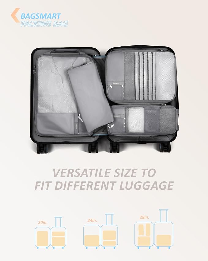 BAGSMART 6 Set /4 Set/2 Set Compression Packing Cubes for Travel, Lightweight Luggage Organizer Bags, Durable Space Saver Bags Travel Essentials - Image 3