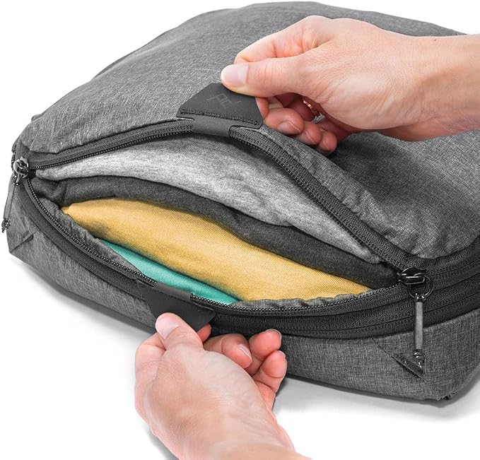 Peak Design Packing Cube, Charcoal, Weatherproof Luggage Cube with Dual Compartment Organization, Expansion and Compression, Zipper Opening, Travel Organizer for Men and Women, Size M (Pack of 2) - Image 3