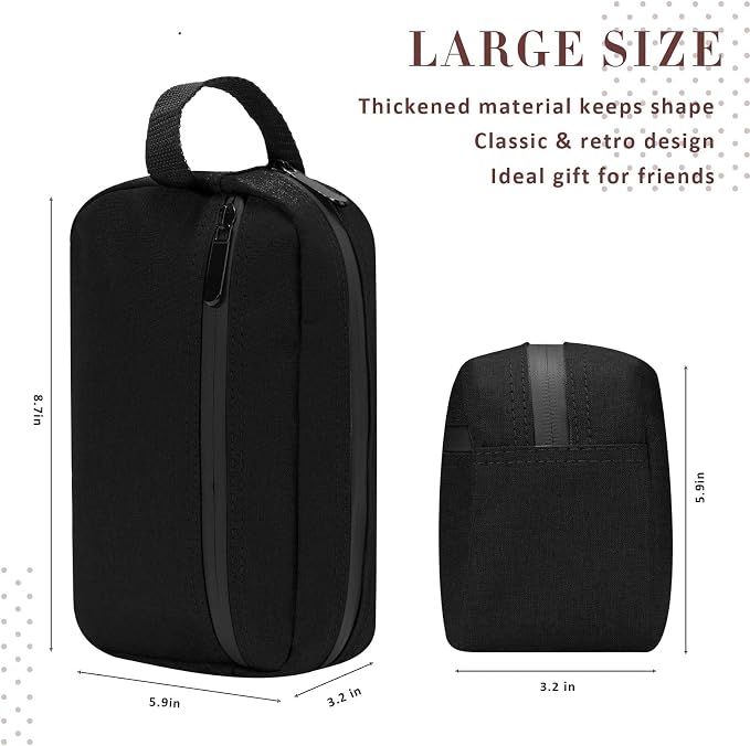 Hillban 9 Pcs Portable Toiletry Bag for Men Water Resistant Shaving Bag Foldable Cosmetic Bag Travel Bag for Toiletries Hanging Storage Shower Bag wedding groomsmen gifts(Black) - Image 2