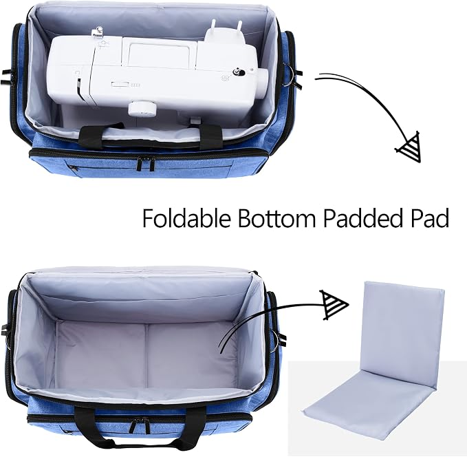 LUXJA Sewing Machine Case with Removable Padding Pad, Blue | Travel Case for Most Standard Sewing Machines & Accessories, Bag Only - Image 2