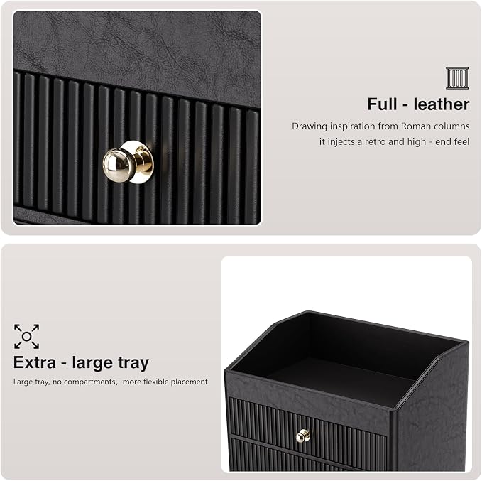 LADSTAG Make up Organizers for Vanity,Leather Makeup organizer for Vanity,Large Capacity Black Vanity Storage for Nail Polish,Bedroom,Bathroom,Gifts for Mom,Unique Gifts for Women - Image 5