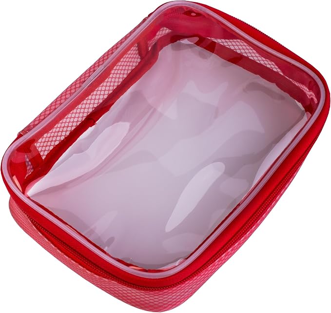 Filmsticks Set of 3 Transparent TPU Storage Cases, Red, Small Medium Large, 170 x 50 x 135 mm to 250 x 50 x 160 mm, Clear Zip Organisers for Camera Gear, Cables, Tools and Accessories - Image 4