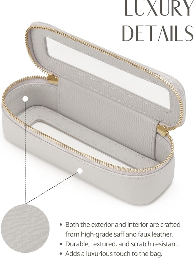 Popvibe Slim Makeup Brush Bag Travel Clear Toiletry Bag for Women Cute Make Up Bag for Traveling Cosmetic Bag Organizer Waterproof Tansparent Beauty Makeup Case Blue Gray - Image 6