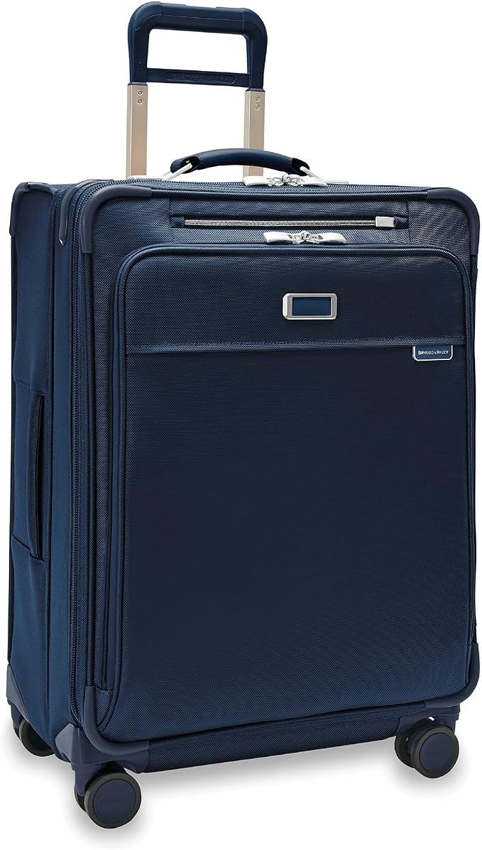 Briggs & Riley 26" Medium Expandable Spinner - Checked Luggage for Travel, Suitcases with Wheels, Softside Rolling Bag for Men & Women, Self-Repairing Zipper - Baseline Collection, Navy by Unknown
