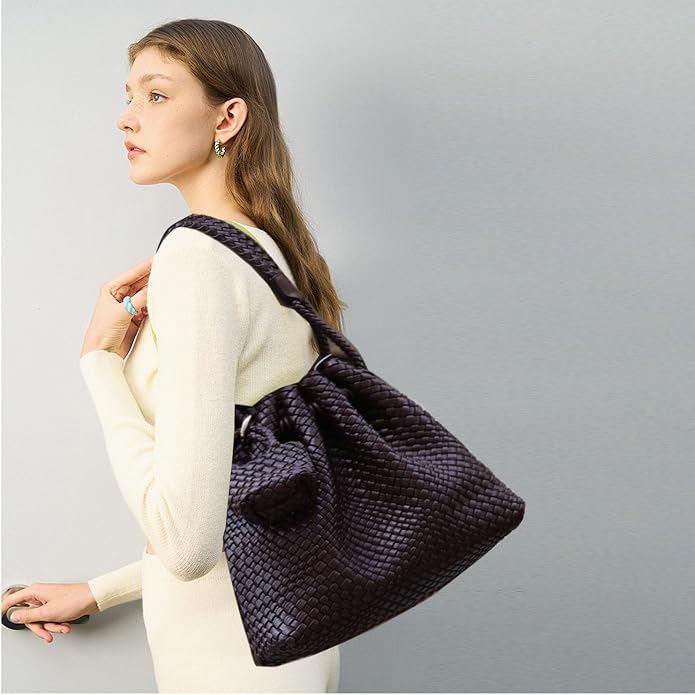 JINMANXUE Woven Purse for Women, Beach Hobo Shoulder Bag, Top-handle Tote Handbag, Shopper Underarm Satchel for Work Travel | Spacious Lightweight - Image 3