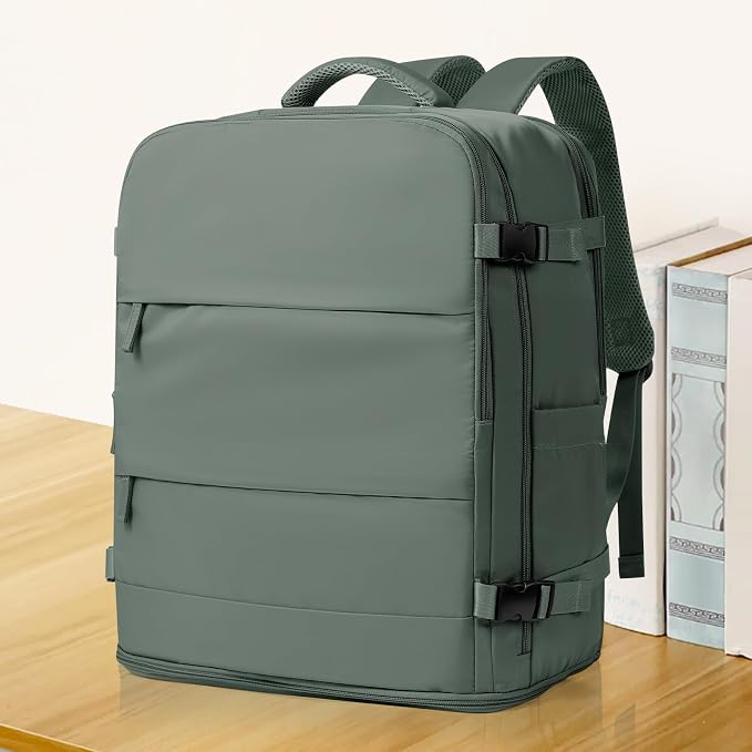 coowoz Large Travel Backpack Carry On for Women Man Waterproof Gym Backpacks Mochila de Viaje Teacher Travel Bag Essentials Personal Item Backpack Rucksack Airplane Accessories Must Haves Olive Green - Image 2