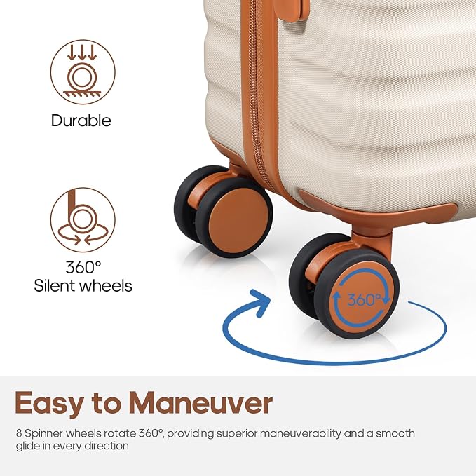 3 Piece Luggage Set, Durable ABS Hardshell Carry On Suitcase Set with Silent Spinner Wheels, YKK Zipper & TSA Lock, Lightweight Large Travel Checked Luggage,20/24/28 Inch - Image 4