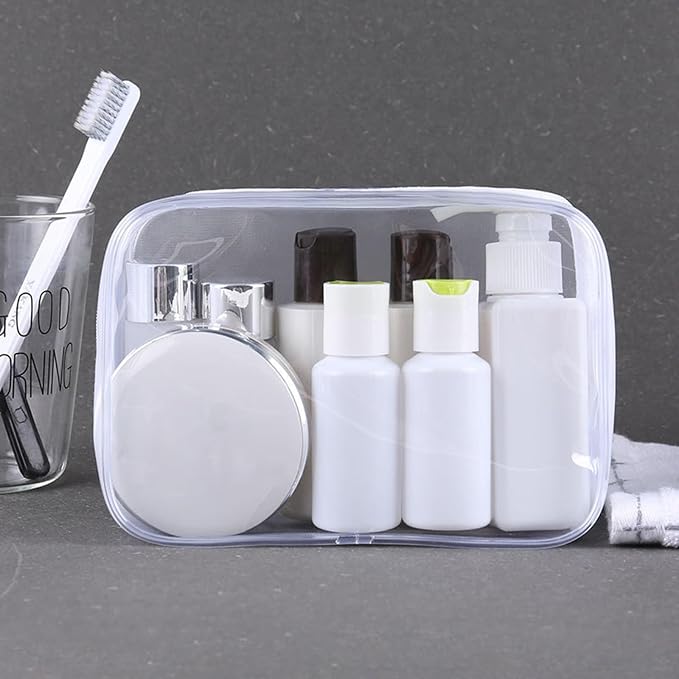 Tergy 20 Packs Clear Cosmetics Bags for Women Men Waterproof Toiletry Bags PVC Makeup Bags Organizer Case with Zipper for Travel Bathroom (White) - Image 3