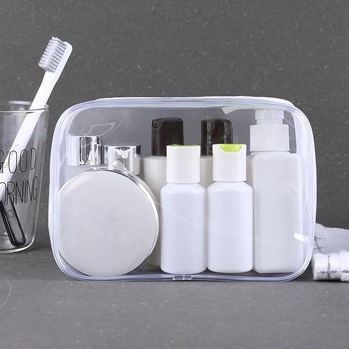 Tergy 20 Pack Clear Cosmetics Bags for Women Men Waterproof Toiletry Bags PVC Makeup Bags Organizer Case with Zipper for Travel Bathroom (20 White(Length 9.8 inch, height 7.1 inch, width 2.36 inch)) - Image 5