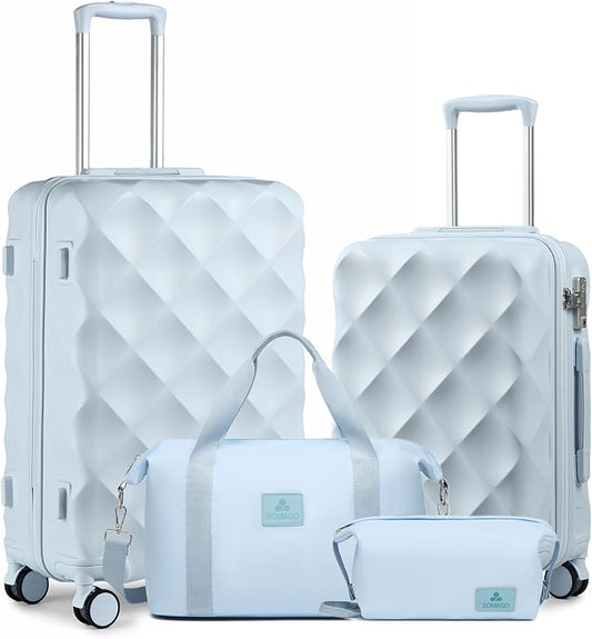 Somago 2 PieceLuggage Set (20"/24") with Duffel Bag and Toiletry Bag, Carry On Luggage Airline Approved with YKK Zipper TSA Lock ABS Hardside Luggage Spinner Wheels by SOMAGO
