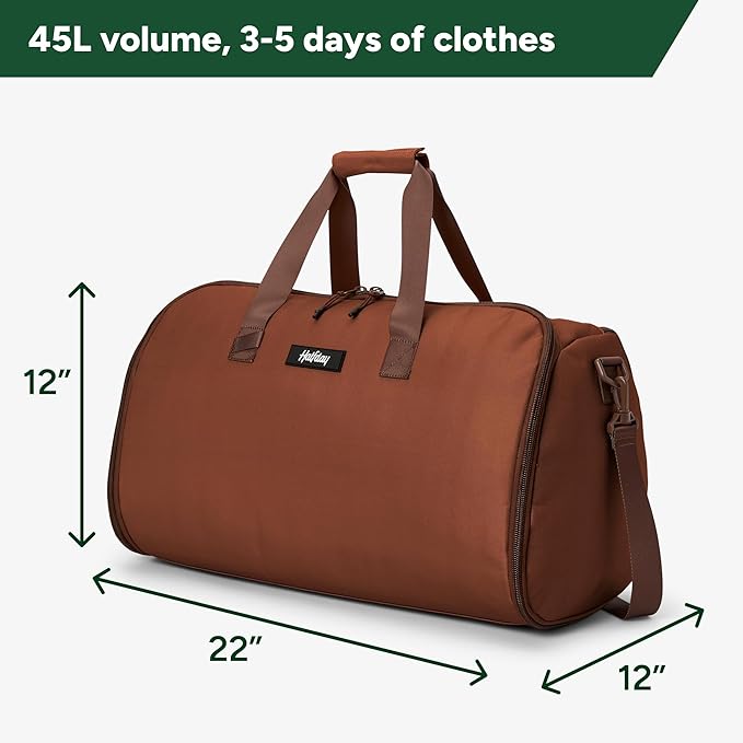 Halfday Convertible 2-in-1 Garment Duffel Weekender Bag 45L: Wrinkle-Free Travel (Hanging Suit Compartment, Shoe Pockets, Trolley Sleeve), Durable & Water-Resistant Carry-on, Terracotta - Image 6