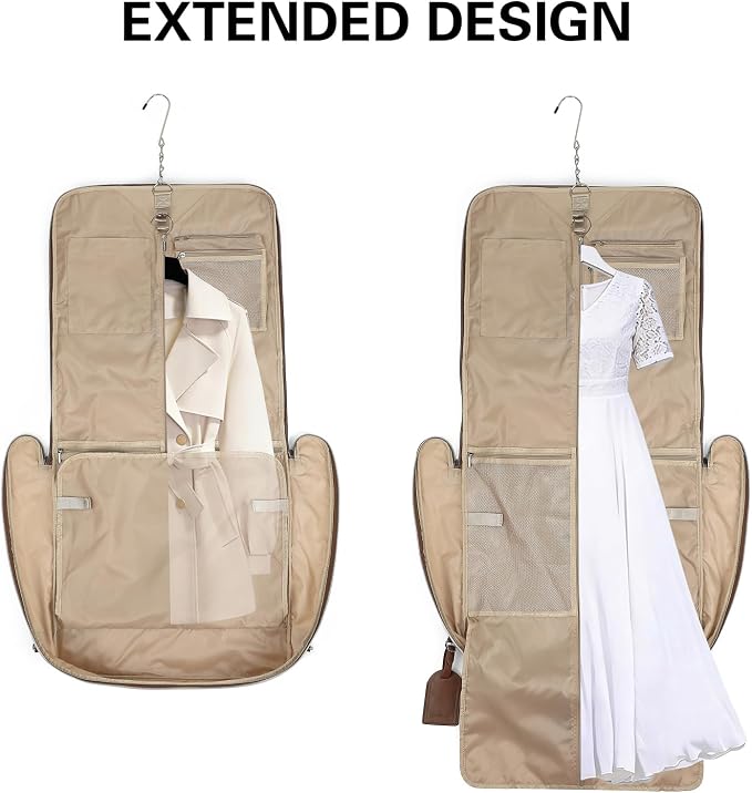 Travel Garment Bag Carry on Suit Bag for Women 51'' Waterproof Garment Bags Dress Bag for Travel Business Hanging Suitcase Luggage with Shoulder Strap Free shoes bag Fit 15.6'' Laptop, Beige - Image 7