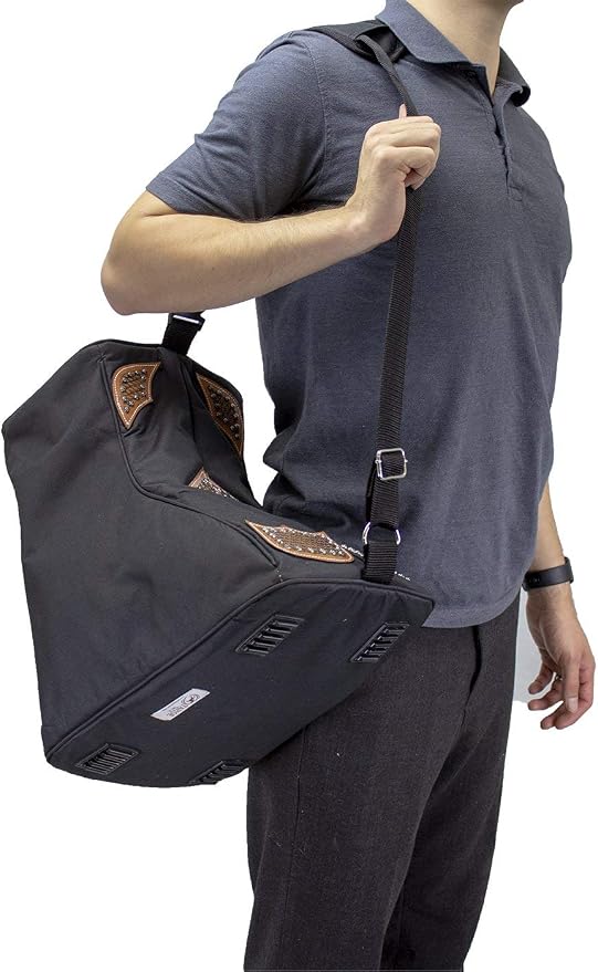 Tahoe Premium Durango Western Boot Carry and Storage Bag - Three Layer Waterproof Padded Construction with Shoulder Strap & Padded Hand Grip - Hand Tooled Basket Weave Leather Accents - Image 9