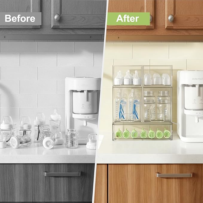 Bottle Storage Organizer Baby: Clear Stackable Storage Drawers, Acrylic Bottles Station Organizer for Countertop, Vanity, Bathroom, Cabinet Organization - 5 Pack - Image 6