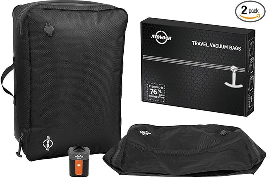 Travel Vacuum Bags with Wireless Pump 70L, 24in Vacuum Bags for Travel Reusable, IP68 Waterproof, Fits 20/24/28in Suitcase, Backpack, Home Storage (2PC + Pump) by AYOVOCH