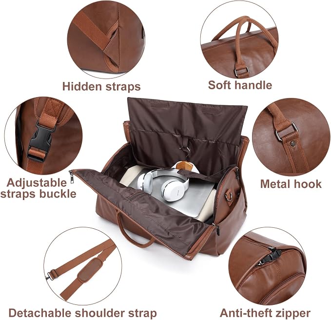 seyfocnia Convertible Travel Garment Bag,Carry on Garment Duffel Bag for Men Women - 2 in 1 Hanging Suitcase Suit Business Travel Bag - Image 4