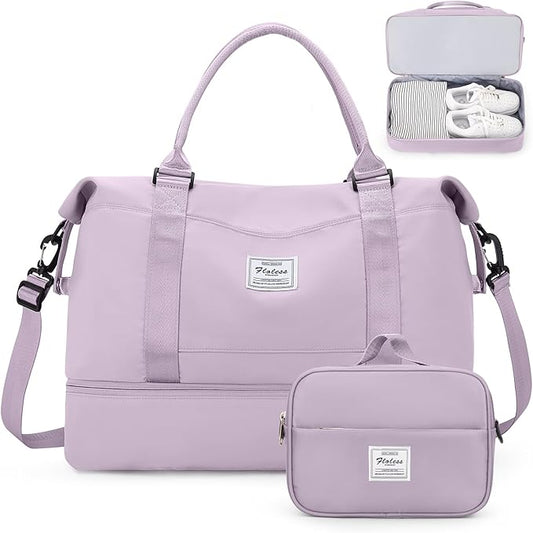 Weekender Bags for Women, Personal Item Travel Bag with Shoes Compartment | Overnight Travel Duffel Bag with Toiletry Bag, Airplane Friendly Carry-On Bag with Wet Pocket & Trolley Sleeve,Medium by SYCNB